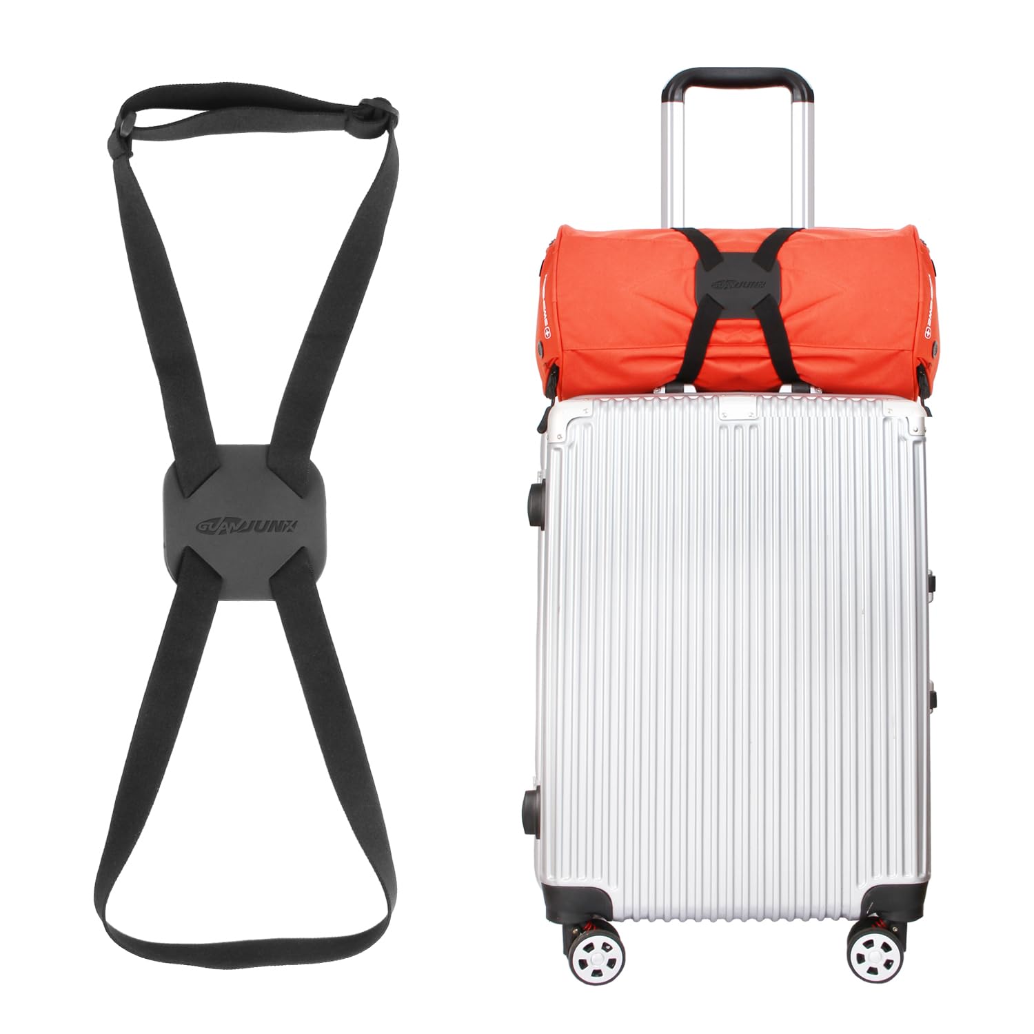 Luggage Straps Bag Bungees for Add a Bag Easy to Travel Suitcase Elastic Strap Belt (Black, M-Black)