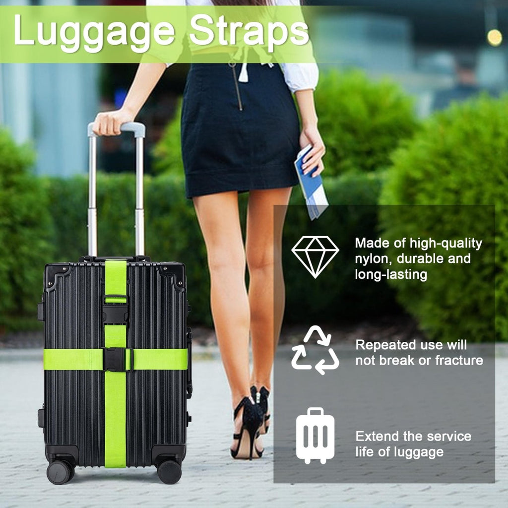 Luggage Straps for Suitcases 4 Pack, TSA Approved Travel Essentials, Luggage Strap for Travel Suitcase & Bag Closure and for Easy Identification, Travel Accessories for Safety & Convenience (Rose Red)