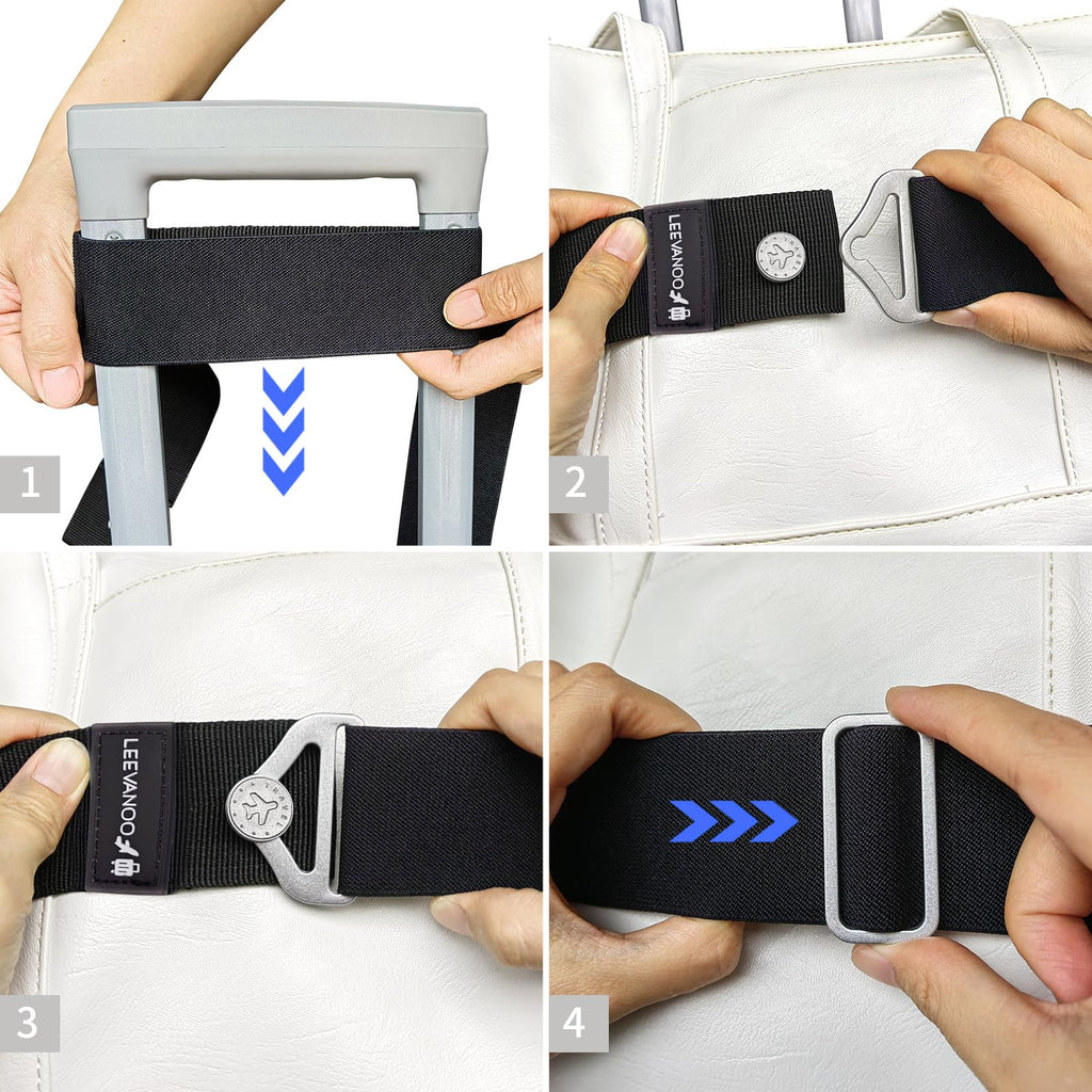 Luggage Straps for Suitcases Add a Bag Luggage Strap, 2 - in - 1 Travel Belt for Luggage Straps Travel Belt Over Handle for Carry On Bag Adjustable Suitcase Belts, Airport Travel Accessories Black
