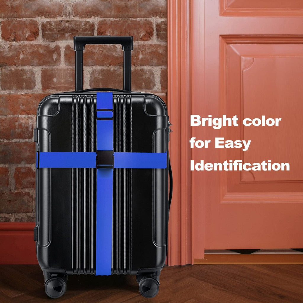 Luggage Straps for Suitcases TSA Approved Travel Belt 4 Pack by Chelmon (Blue)