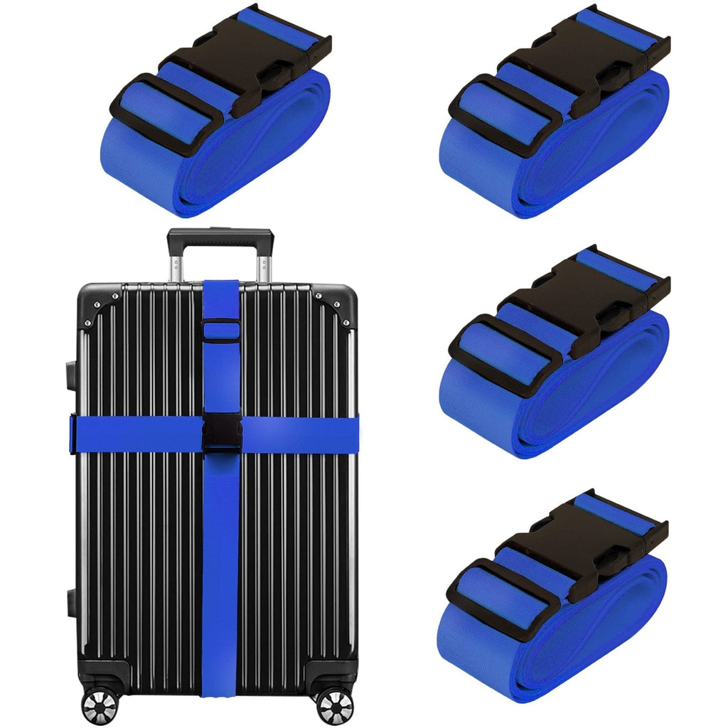 Luggage Straps for Suitcases TSA Approved Travel Belt 4 Pack by Chelmon (Blue)