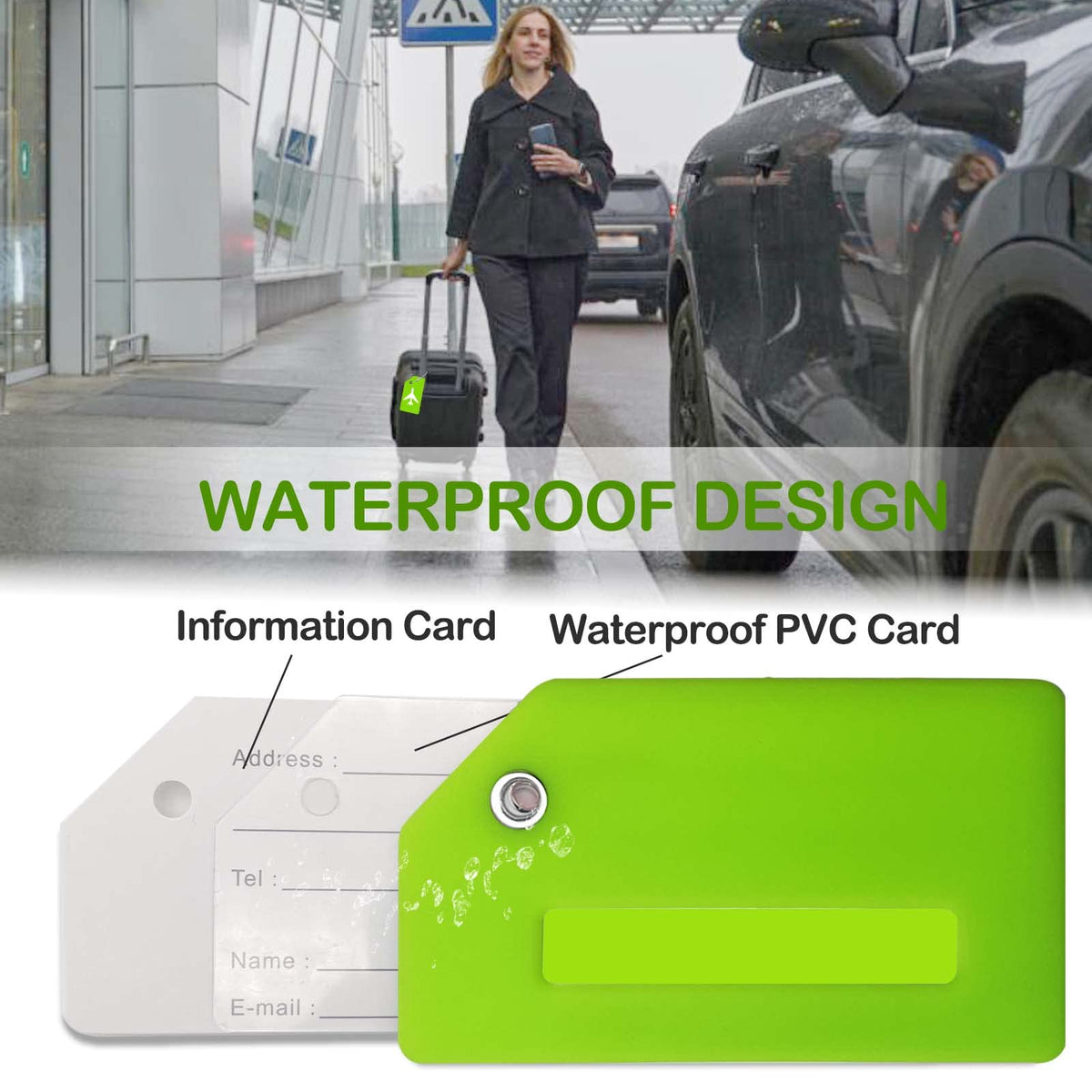 Luggage Tags for Suitcases, Quickly Spot 8Pcs Luggage Identifier Tags, Travel Essentials Accessories Name Tags for Backpacks, Suitcases, Bags, Baggage, Cruise - Flexible Silicone (Green)