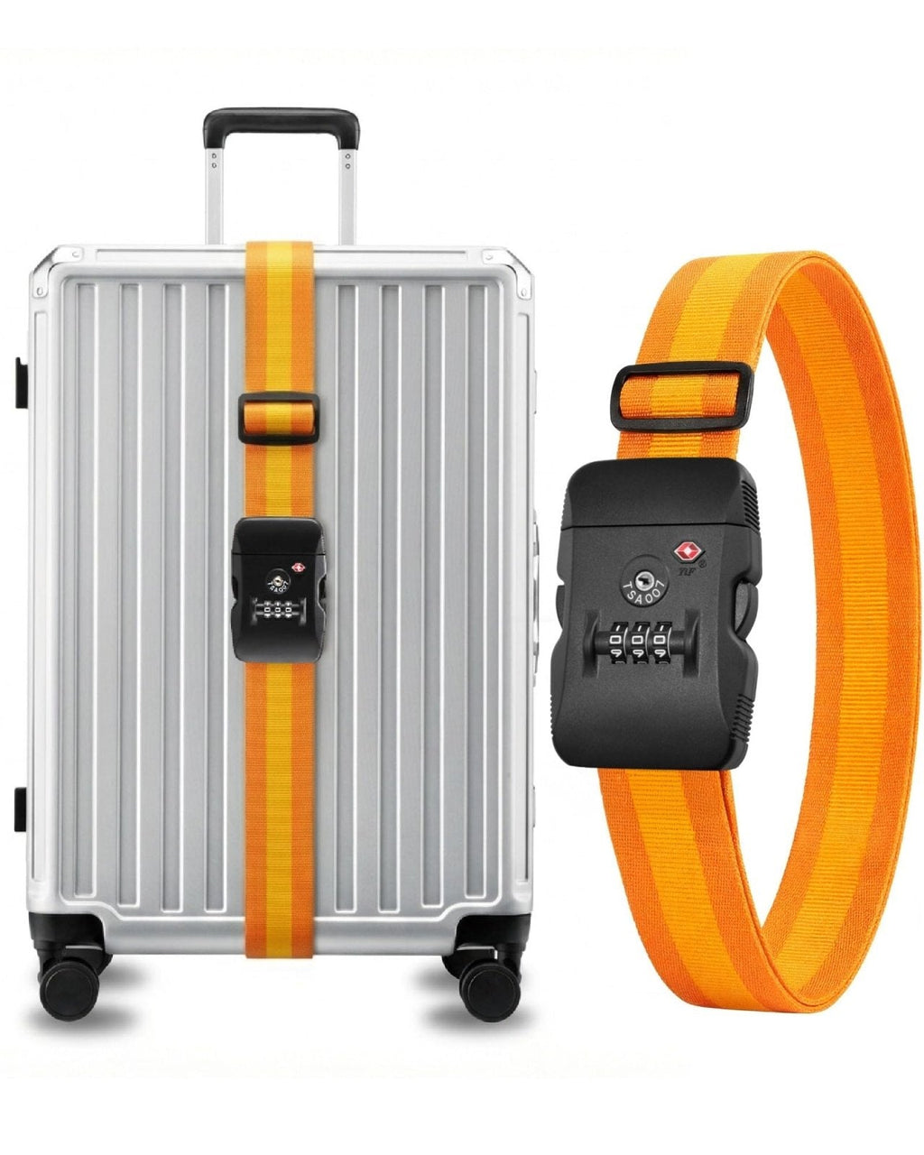 LUGGEX Luggage Straps TSA Approved, Luggage Straps for Suitcases, Easy Adjustable & Reinforced Buckle (Orange-Yellow 20-32inch, 1 Pack)