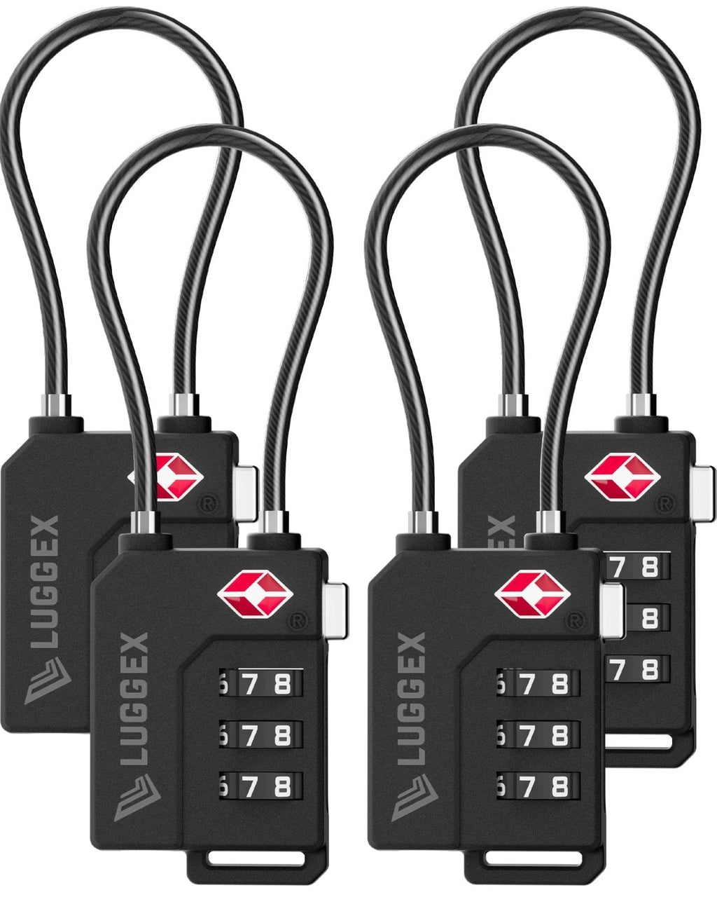 LUGGEX TSA Locks for Luggage, Suitcase Locks TSA Approved, Luggage Locks, Ease of Use & Durable(Black,4 Pack)
