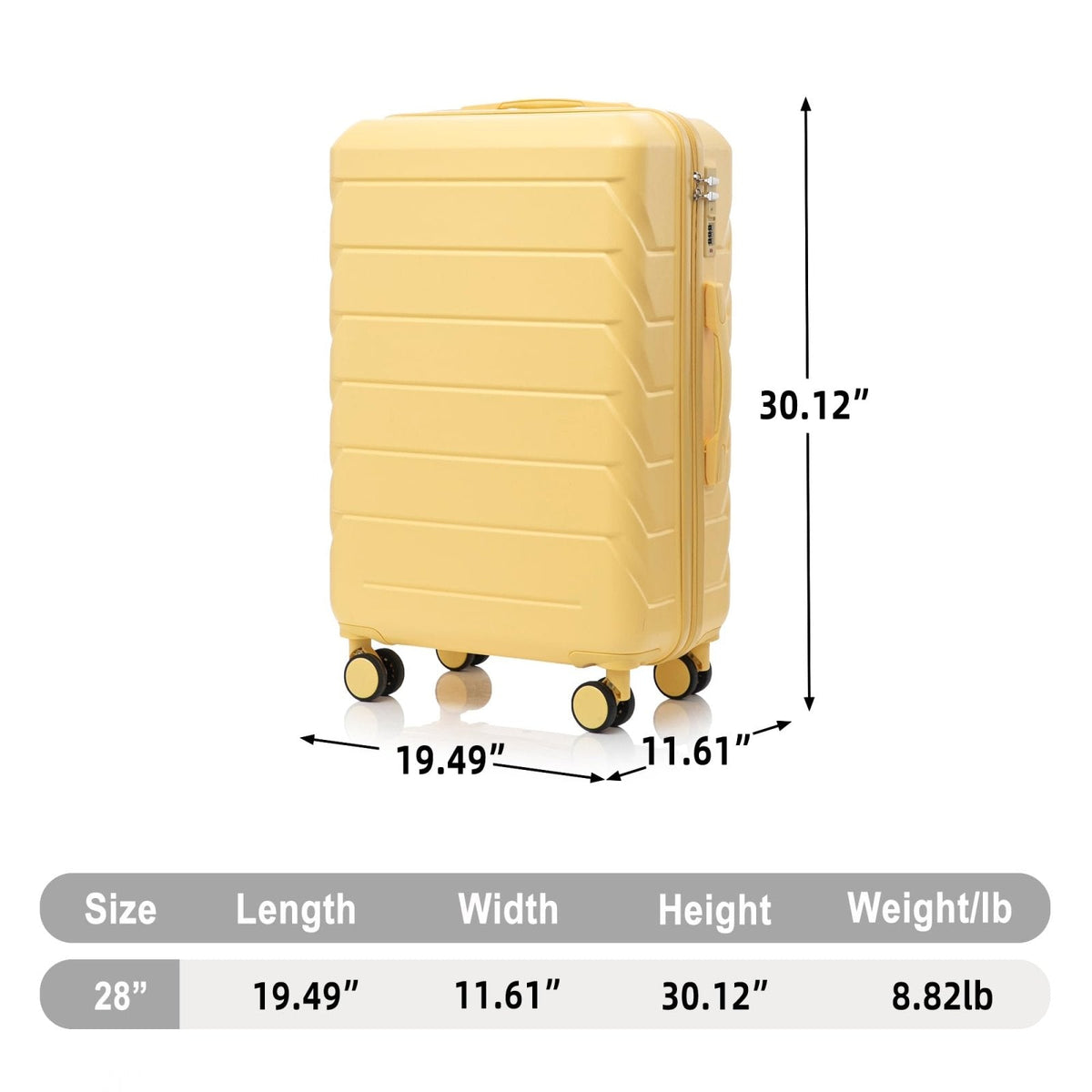 Luxebough 28 Inch Lightweight Hardshell Suitcase, Carry on Luggage with Wheels, TSA Approved Expandable Rolling Suit Case, Small ABS Carry - on Suitcases with Double Spinner Wheels (Yellow,28 Inch)