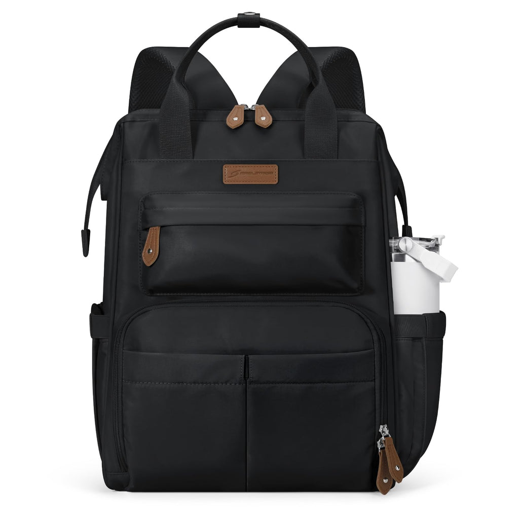 Maelstrom Laptop Backpack, Fits 15.6-17.3 Inch Travel Backpack Gift for Women Men, Waterproof College School Computer Bag, Anti-theft Business Work Bag with Luggage Strap (Black, 15.6 Inch)