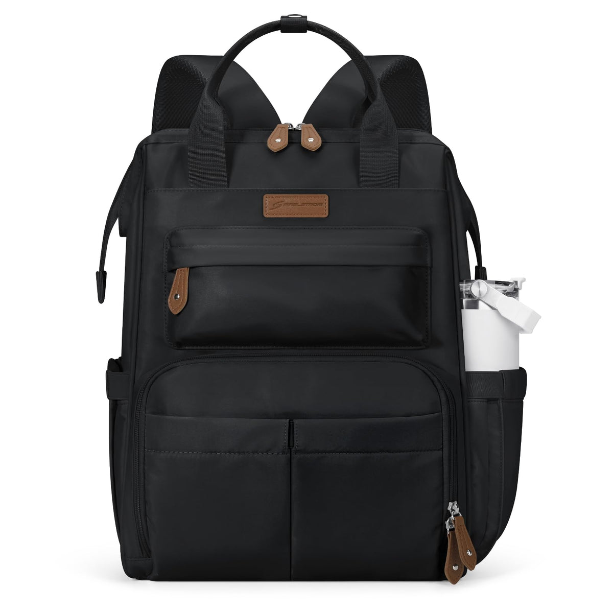 Maelstrom Laptop Backpack, Fits 15.6-17.3 Inch Travel Backpack Gift for Women Men, Waterproof College School Computer Bag, Anti-theft Business Work Bag with Luggage Strap (Black, 15.6 Inch)