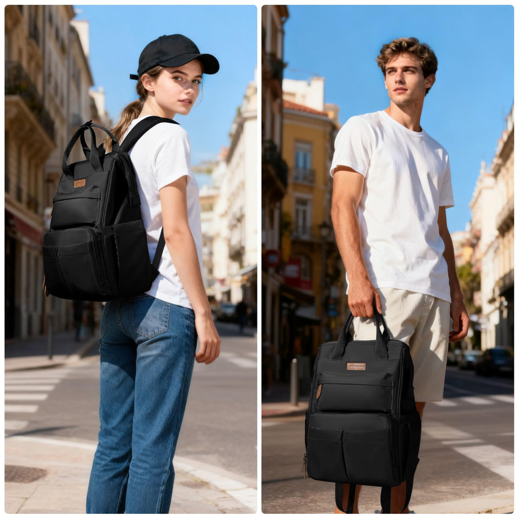 Maelstrom Laptop Backpack, Fits 15.6 - 17.3 Inch Travel Backpack Gift for Women Men, Waterproof College School Computer Bag, Anti - theft Business Work Bag with Luggage Strap (Black, 15.6 Inch)