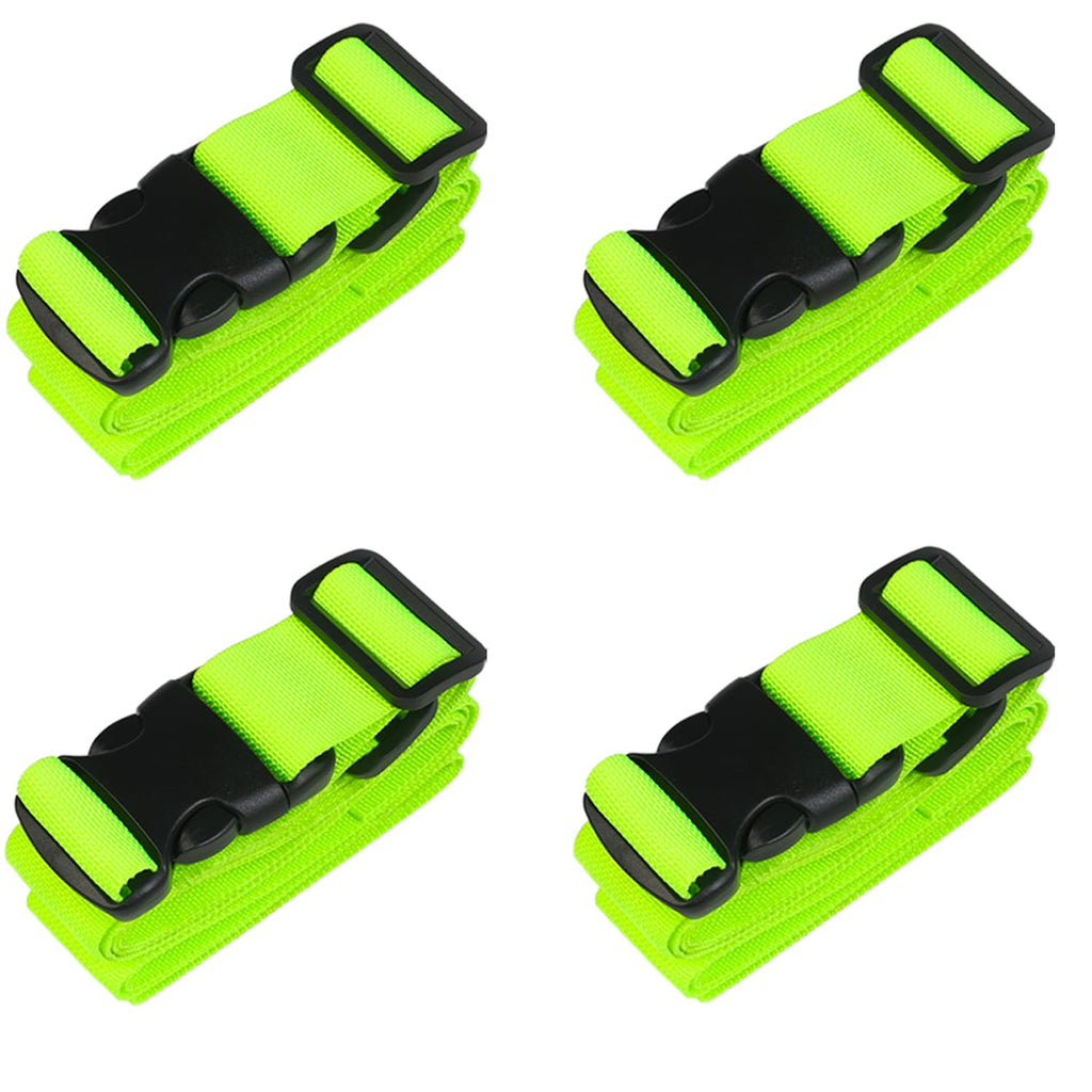 MAGARROW 1.5" Utility Luggage Straps with Buckle Adjustable, 4-Pack (Neon Green, 5.4 feet Long)