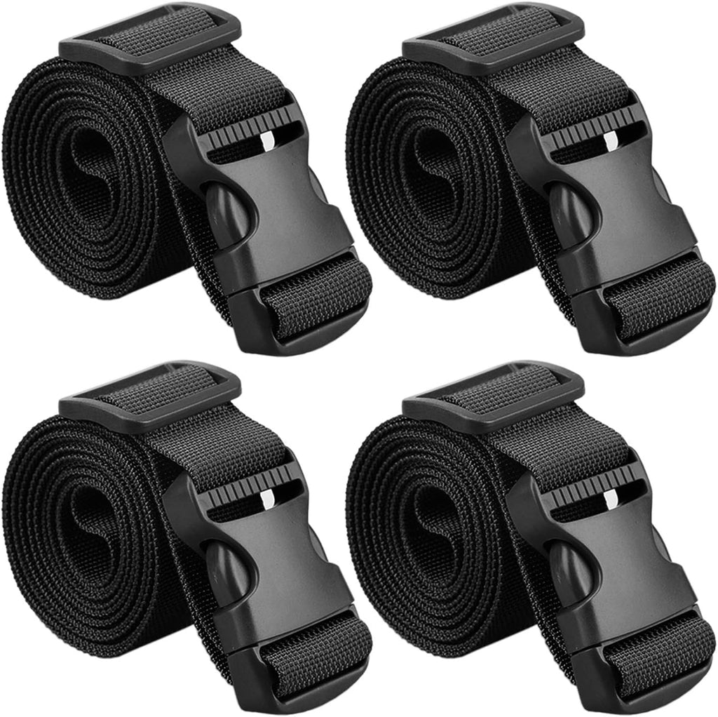 MAGARROW 40" Long Utility Luggage Straps with Buckle Adjustable (Black (4-Pack), 1.5" Wide - 40" Long)