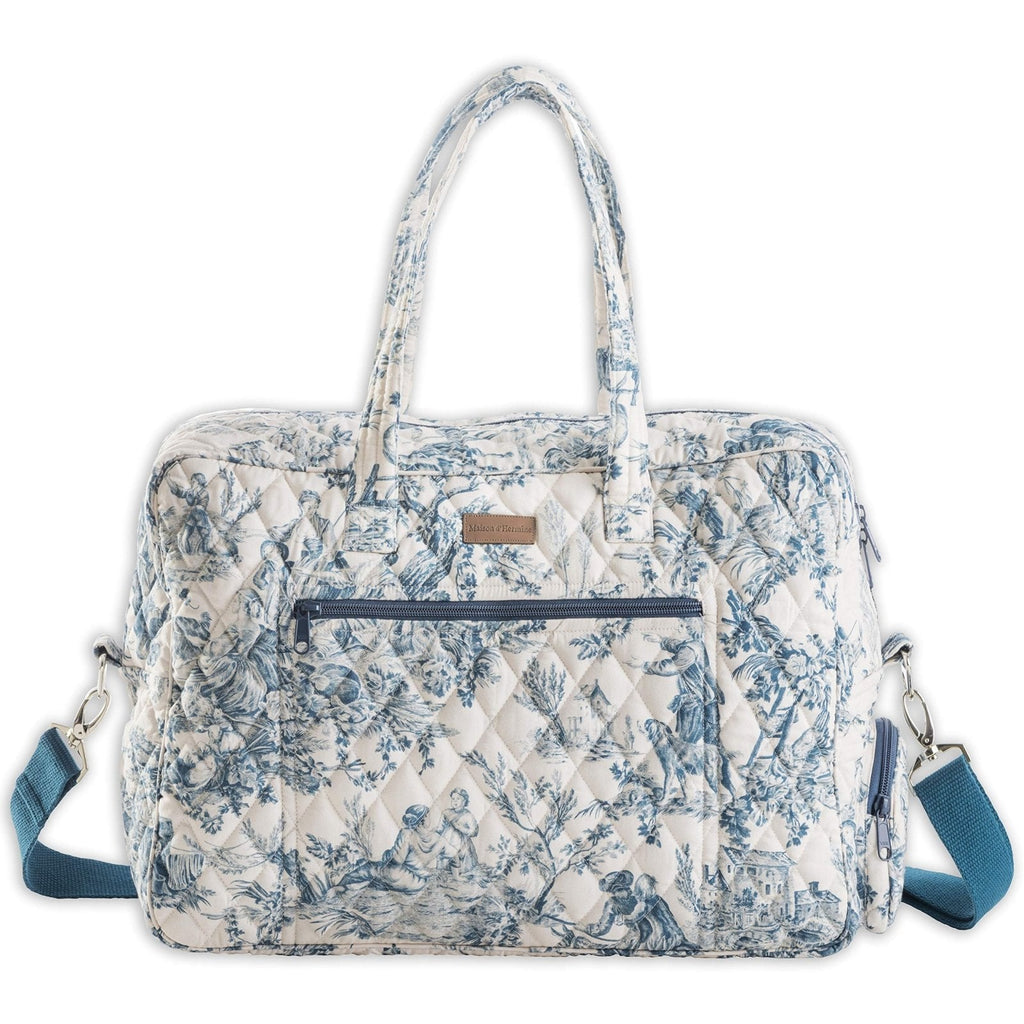 Maison d' Hermine Weekend Duffel Bags for Women Cotton Quilted Overnight Luggage Weekend Bag for Men Gym Sports Gifts Travel Business Travellers Trip Mothers Day Gifts -The Miller - Blue