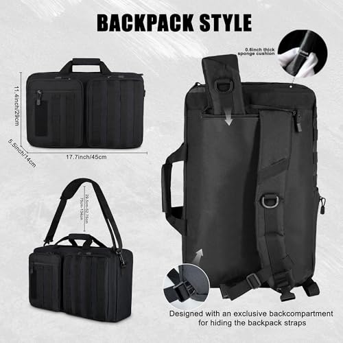 MANETTA 3-in-1 Laptop Briefcase for Men, 15.6 Inch Convertible Work Bag with Shoulder Strap, Water-Resistant Business Travel Backpack for Office and Commute