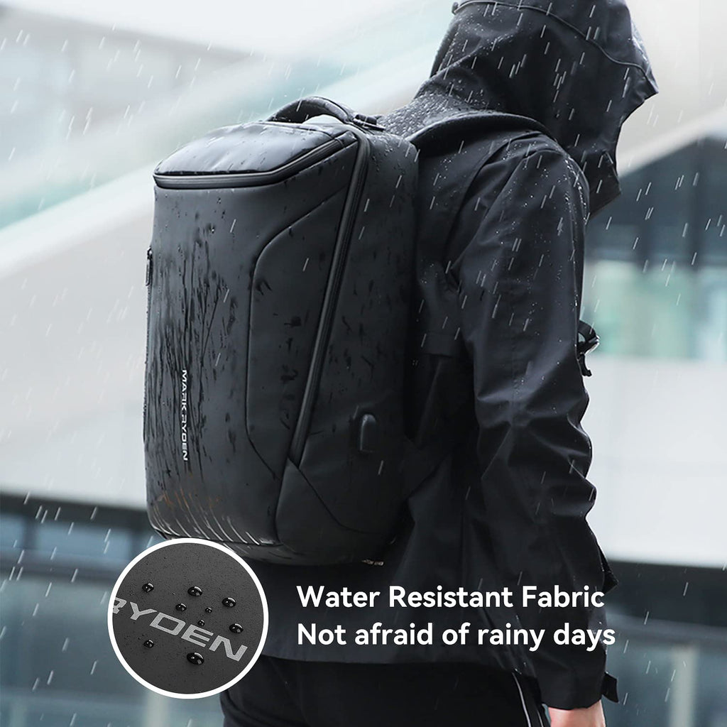 MARK RYDEN Business Backpack for Men, Waterproof High Tech Backpack with Sport Car Shape Design and USB Charging Port, Travel Laptop Backpack Fits 17.3 Inch Notebook (YKK - 2 Pockets)