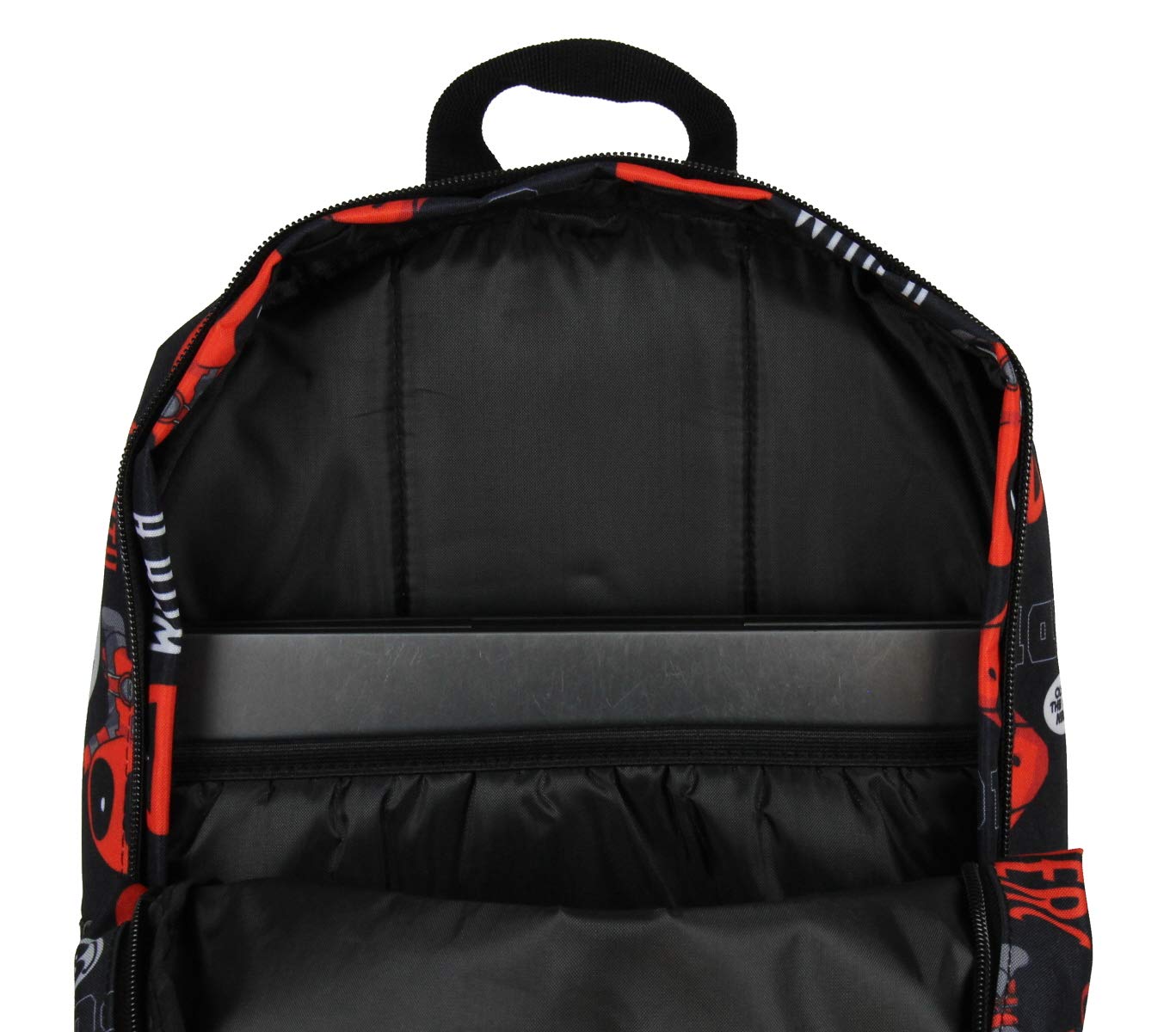 Marvel Deadpool Backpack Merc With A Mouth Verbiage All Over Print Laptop Travel Backpack 17"