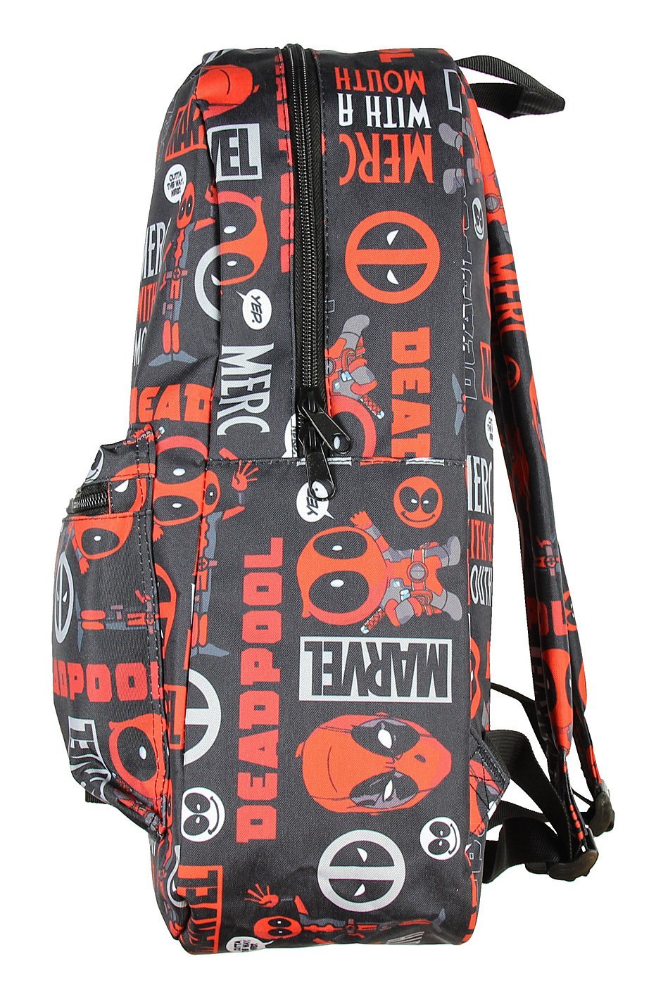 Marvel Deadpool Backpack Merc With A Mouth Verbiage All Over Print Laptop Travel Backpack 17"