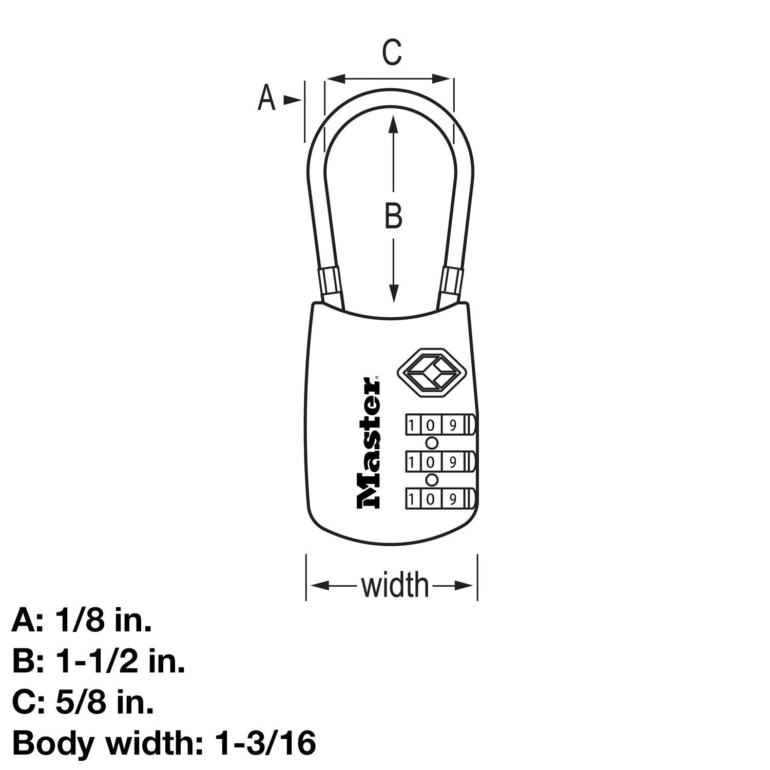 Master Lock 4688D Accepted Set Your Own Combination TSA Approved Luggage Lock, 1 Pack, Black