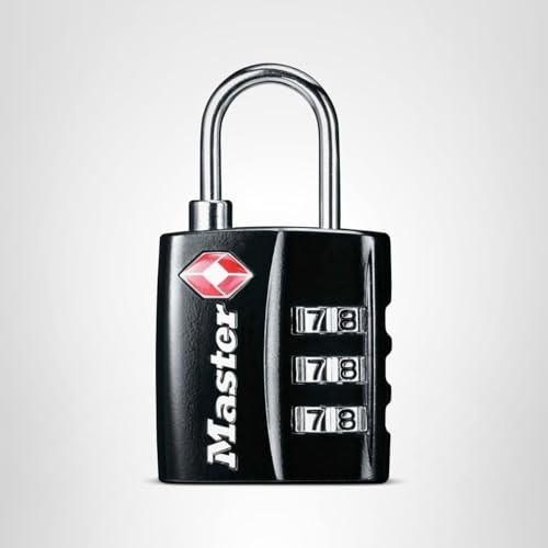 Master Lock Black TSA - Approved Luggage Lock with Wide Lock Body and Thin, Durable Steel Shackle, Zipper Lock for Backpacks, Luggage, 4680DBLK