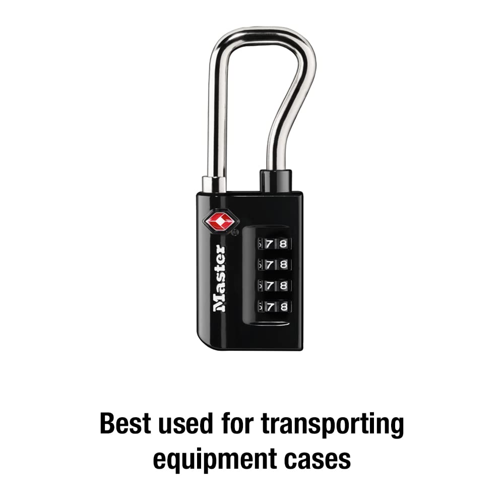 Master Lock Padlock, Set Your Own Combination TSA Accepted Luggage Lock, 1 - 5/16 in. Wide, 4696D, Black