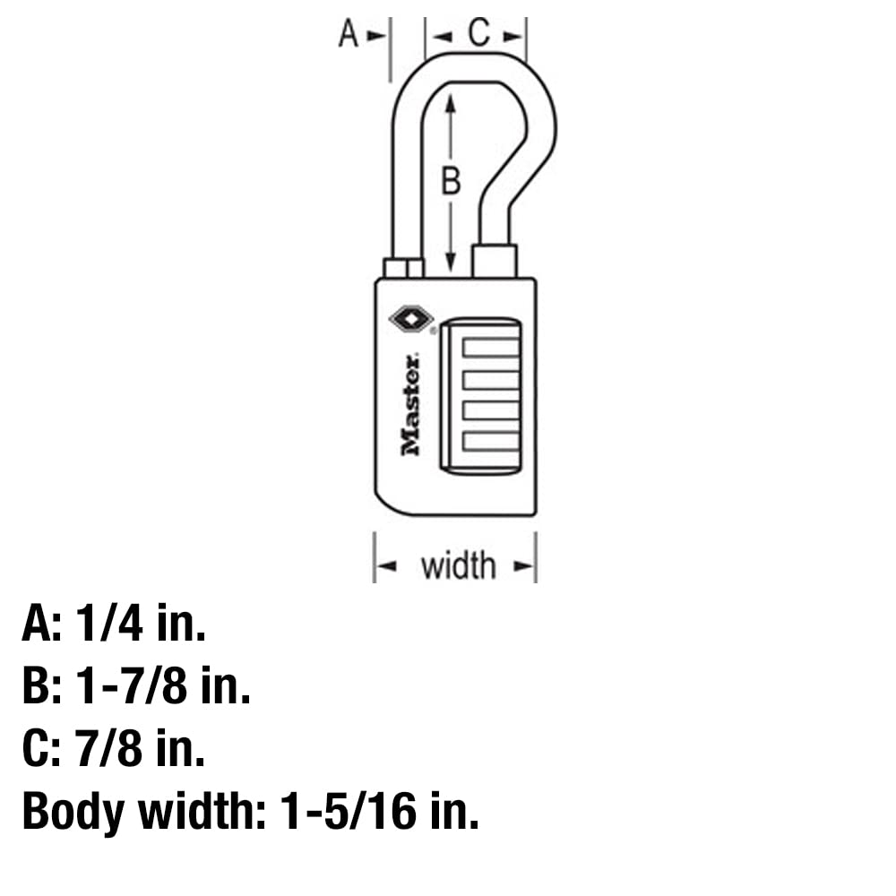 Master Lock Padlock, Set Your Own Combination TSA Accepted Luggage Lock, 1 - 5/16 in. Wide, 4696D, Black
