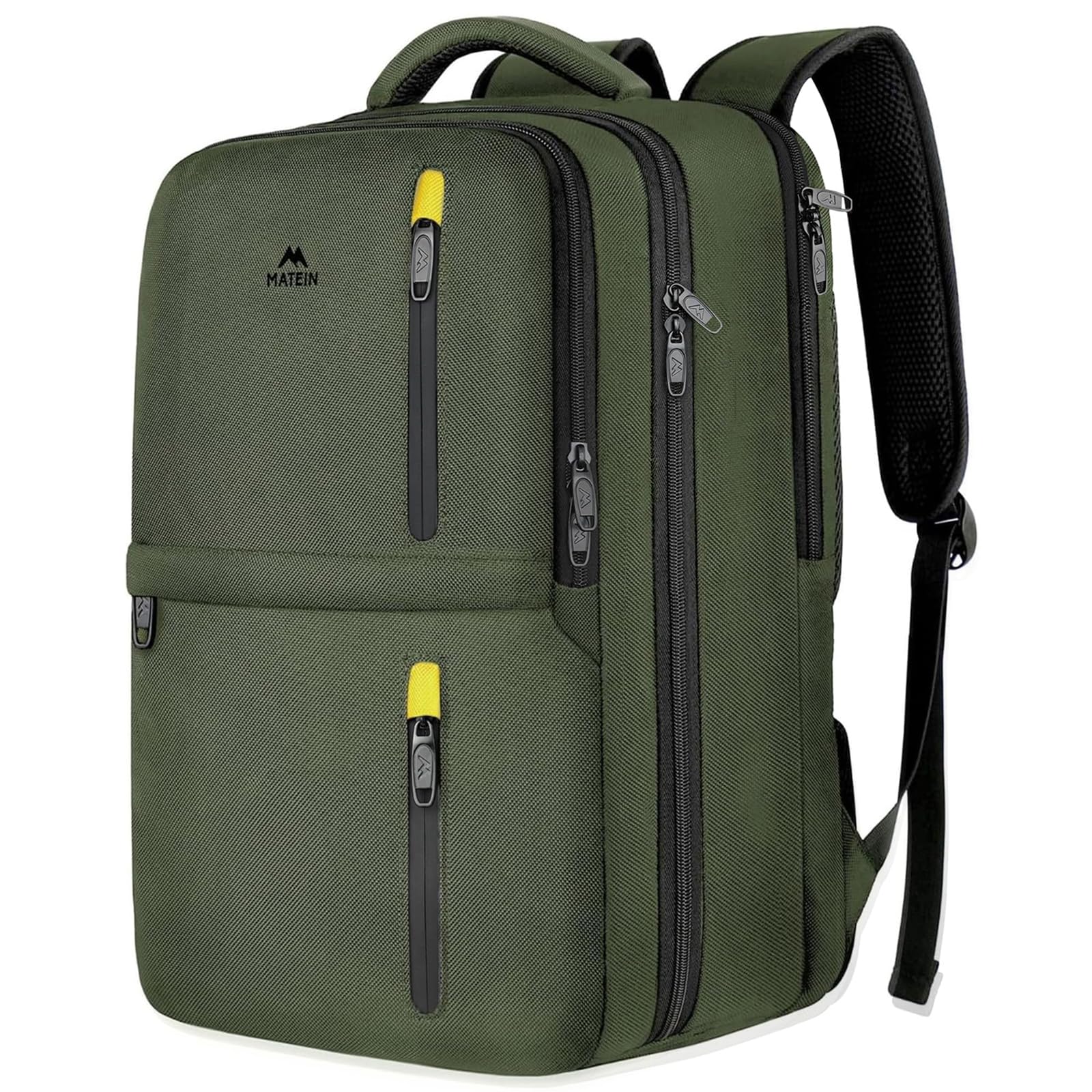MATEIN Extra Large 45L Travel Backpack, Airline Approved Carry on Backpack with USB Port & Shoe Compartment, Water Resistant Luggage College Overnight Weekender Travel Bag Fit 18" Laptop, Green