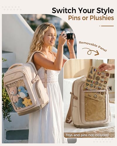 MATEIN HER Travel Backpack 18x14x8 with Clear Ita Bag Pocket, TSA Airline Approved Underseat Backpack, Personal Item Carry-on Bag Fits 17" Laptop & 40 oz Tumbler, Travel Gifts for Daughter Women