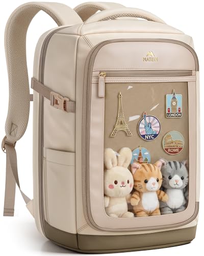 MATEIN HER Travel Backpack 18x14x8 with Clear Ita Bag Pocket, TSA Airline Approved Underseat Backpack, Personal Item Carry-on Bag Fits 17" Laptop & 40 oz Tumbler, Travel Gifts for Daughter Women
