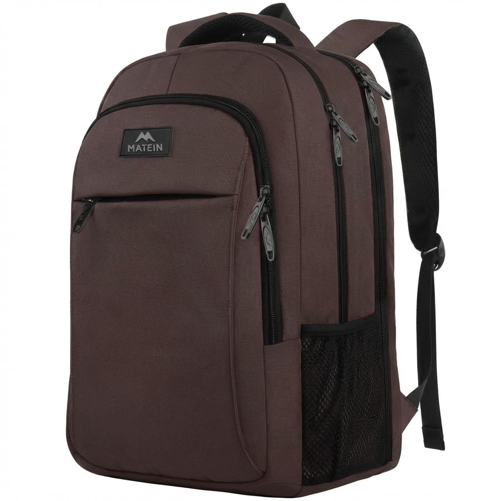 MATEIN Laptop Backpack, Extra Large TSA Friendly 17.3 Inch Travel Computer Backpack, Anti Theft Carry On Flight Approved Business Work College Backpack Bag for Men Women, Brown