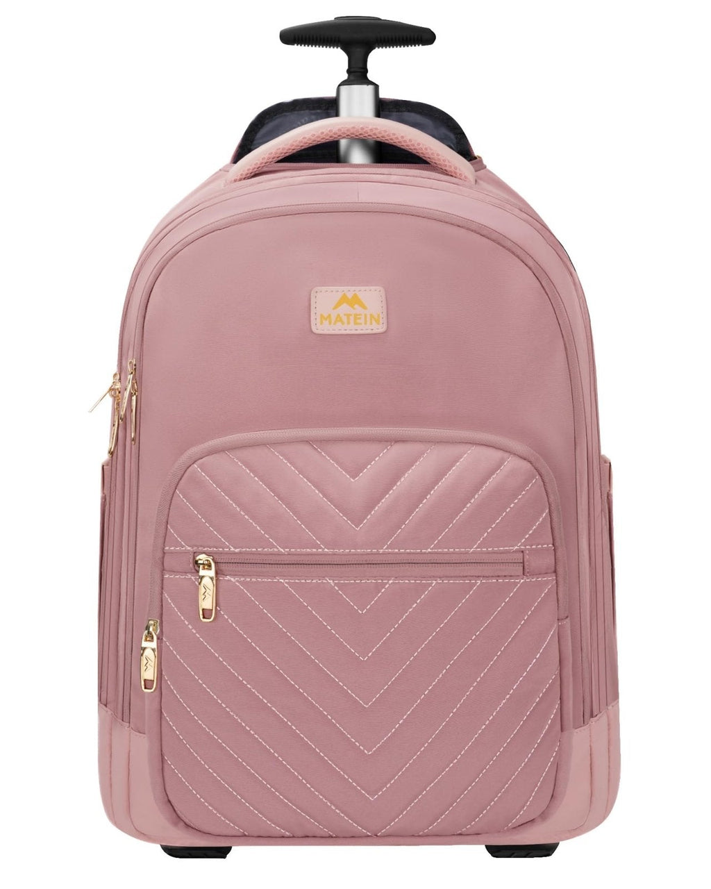 MATEIN Rolling Backpack for Women, 17 Inch Travel Laptop Backpacks with Wheels, Large Carry On Business Luggage Roller Backpack, Waterproof Trolley Suitcase Overnight College Work Computer Bag, Pink