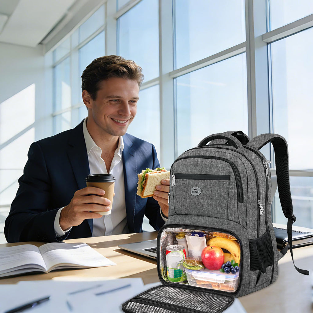 MATEIN Work Backpack for Men, Large Anti Theft Lunch Backpack with Laptop Compartment, TSA Friendly Travel Carry On Flight Approved, Lightweight College Bag for Camping Hiking, Grey