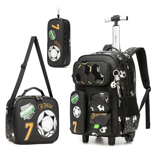 Meetbelify Kids Rolling Backpack with Wheels for Elementary Preschool Students Boys Travel Luggage Carry on Backpack for Boys Ages 6-8