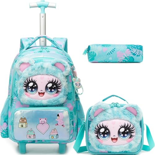 Meetbelify Rolling Backpack for Girls Backpacks with Wheels for Elementary Student Kids School Travel Bag for Girls Ages 6-8 Years Old