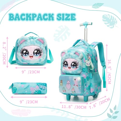 Meetbelify Rolling Backpack for Girls Backpacks with Wheels for Elementary Student Kids School Travel Bag for Girls Ages 6-8 Years Old