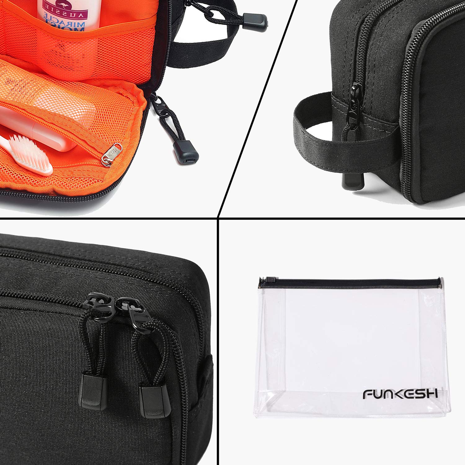 Mens Toiletry Bag Waterproof Organizer Bag Travel Shaving Dopp Kit Perfect Travel Accessory Gift (Black)
