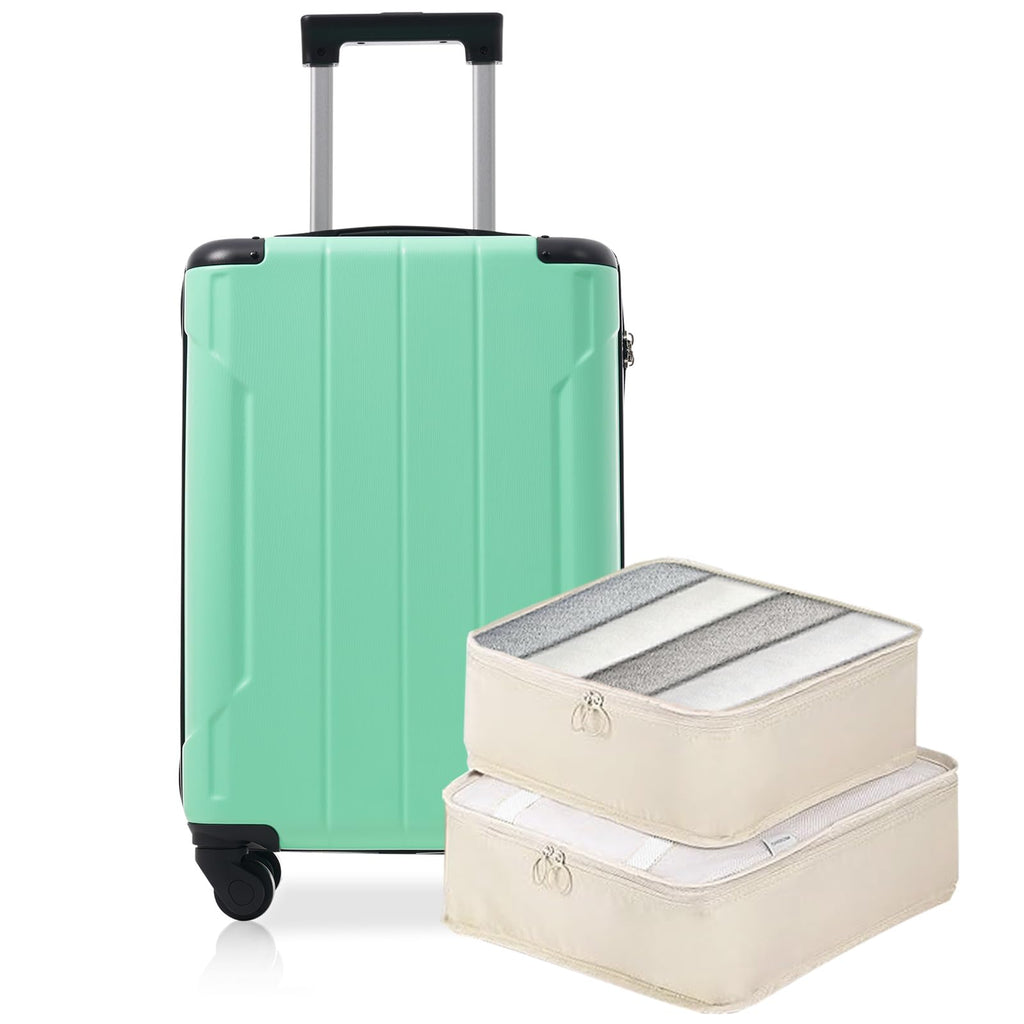 Merax 20Inch Carry on Luggage Set, Hardshell ABS Suitcase with Spinner Wheels, Built-in TSA Lock & 2 Packing Cubes, Airline Approved for Business Getaways Weekend Travel