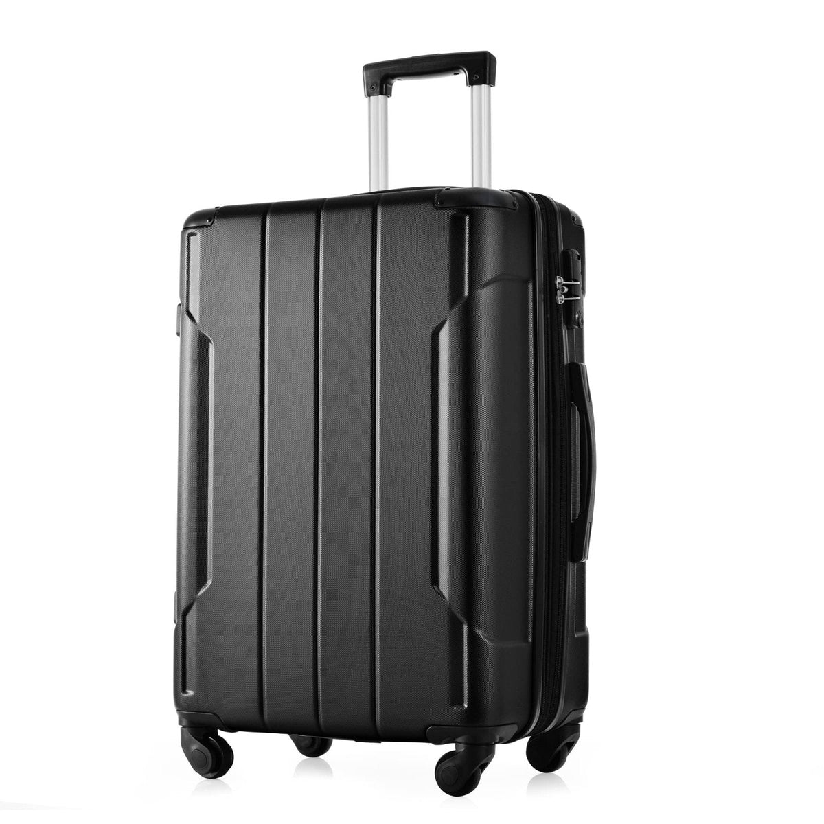 Merax 28 Inch Checked-Large Luggage with Wheels Aluminum Alloy Corner Hard Shell Suitcase TSA Luggage Suitcases for Travel Woman Men(Black)