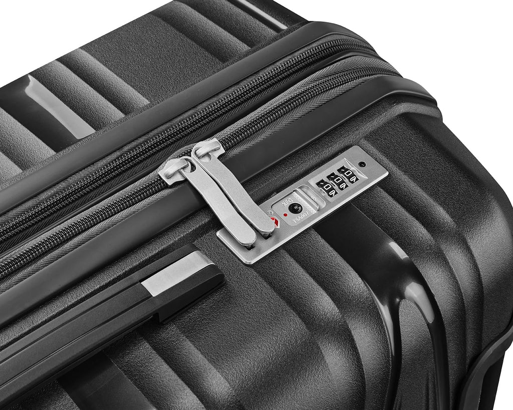 Merax 4 Piece Luggage Sets, Hard Shell Lightweight TSA Lock Carry on Expandable Suitcase with Spinner Wheels Travel Set for Men Women, 14”20”24”28”, Black