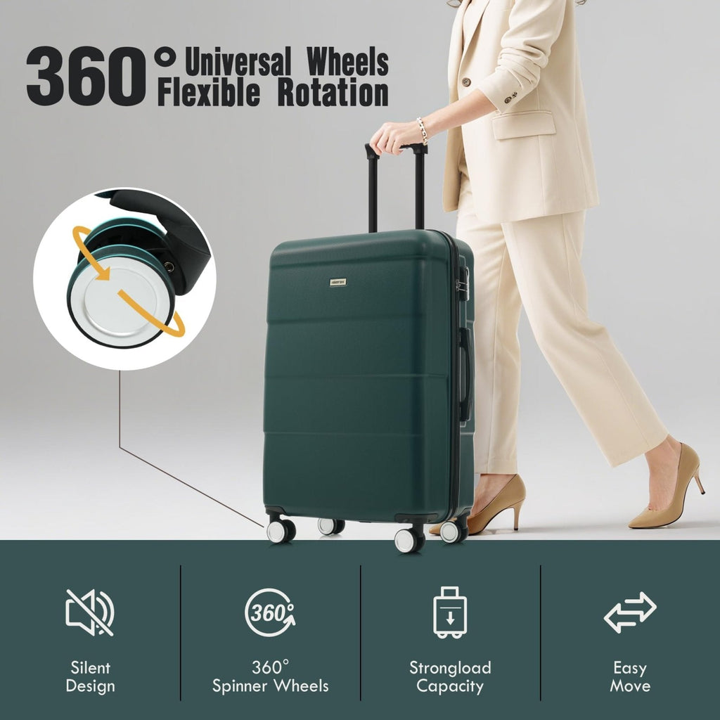 Merax 6 Piece Luggage Set, Hardshell Suitcase Set with Double Spinner Wheels, Lightweight Luggage with Handle Password Lock.16 20" 24" 28"(Dark Green)
