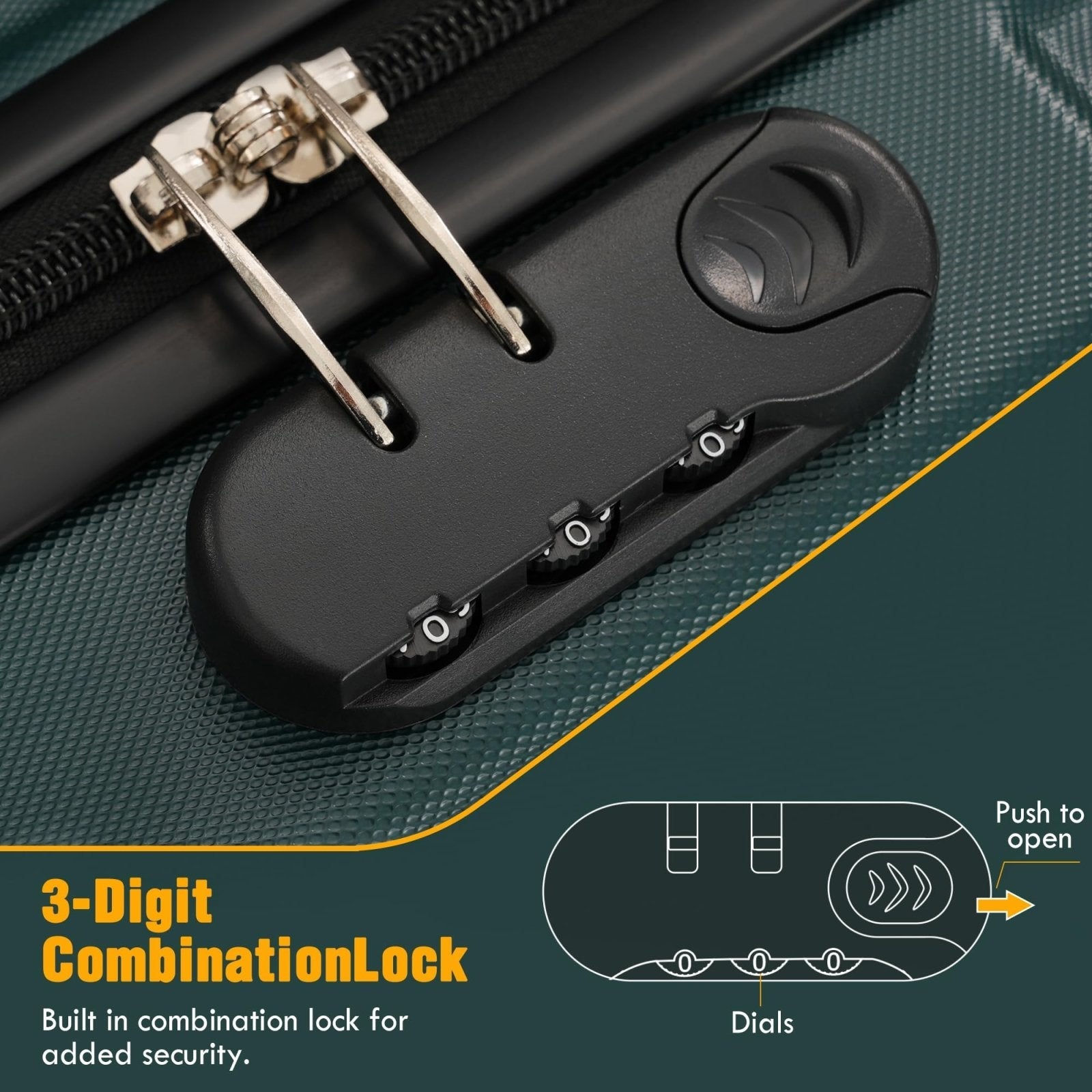 Merax 6 Piece Luggage Set, Hardshell Suitcase Set with Double Spinner Wheels, Lightweight Luggage with Handle Password Lock.16 20" 24" 28"(Dark Green)