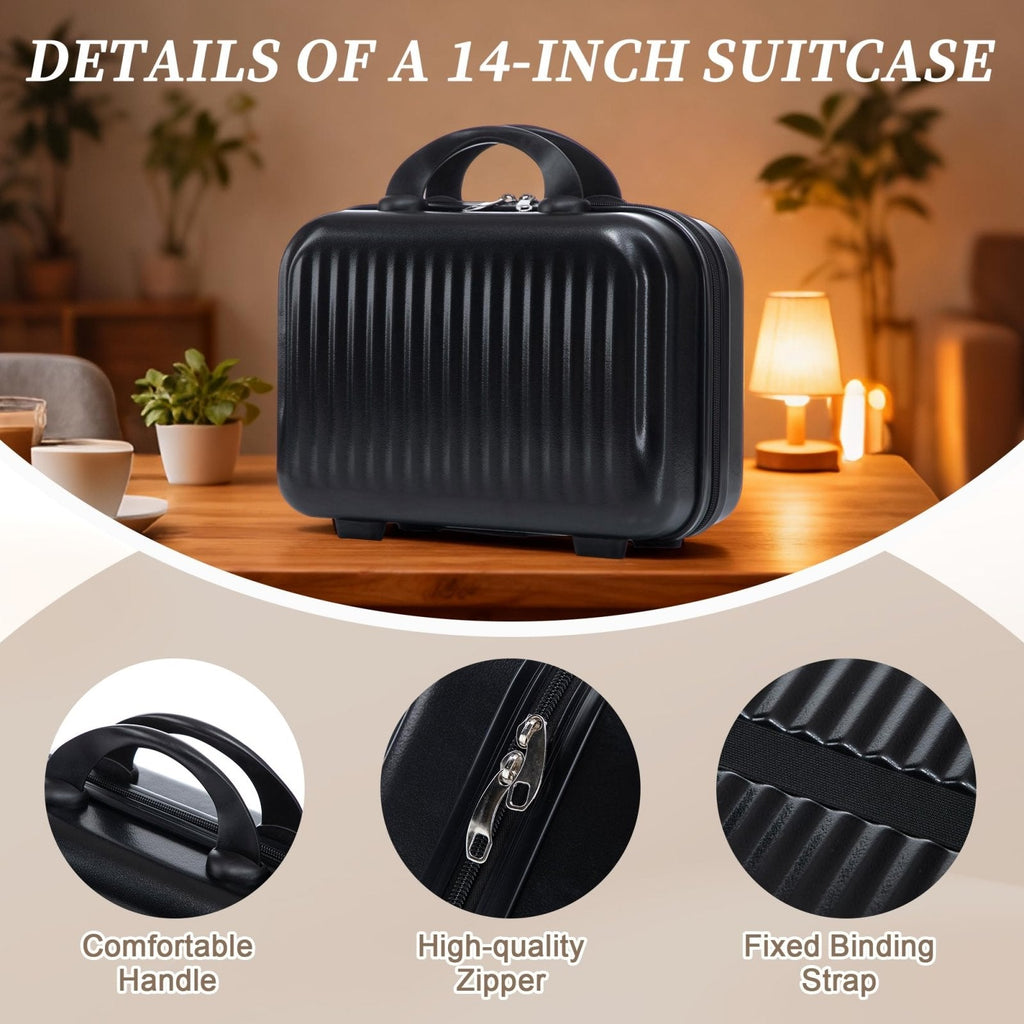 Merax Carry On Luggage,20 Inch Hardside Suitcase with 14 Inch Cosmetic Case, Front Opening Luggage Set with Spinner Wheels Lock,Airline Approved,Black