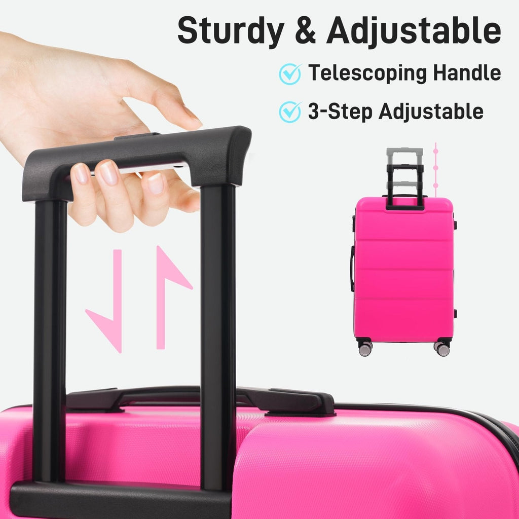 Merax Hardshell Luggage Sets 6 Piece with 2 Bags,Carry on Suitcase with Handle Password Lock Double Spinner Wheels, Lightweight 16"+20"+24"+28" Luggages, Hot Pink