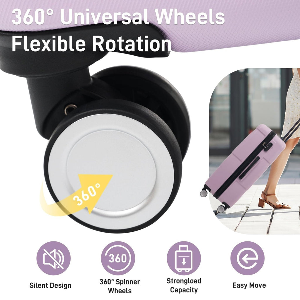 Merax Hardshell Luggage Sets 6 Piece with 2 Bags,Carry on Suitcase with Handle Password Lock Double Spinner Wheels, Lightweight 16"+20"+24"+28" Luggages, Pink Purple