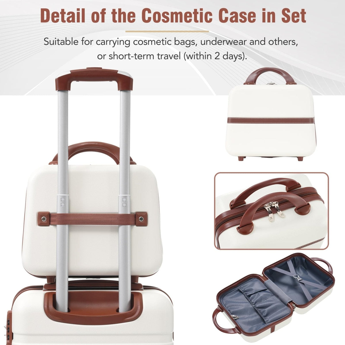 Merax Luggage Set, 2 Piece Luggage with Cosmetic Case, Vintage Hardcase Suitcase with Wheels, Expandable Luggage Airline Approved(White,20"+24")