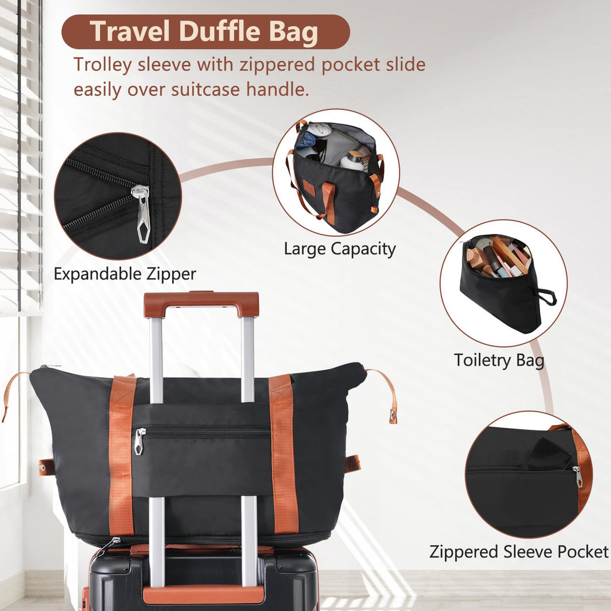 Merax Luggage Set 3 Piece Carry on Luggage, Lightweight Durable Spinner Suitcase with Corner Guards (Black Brown, 20inch)