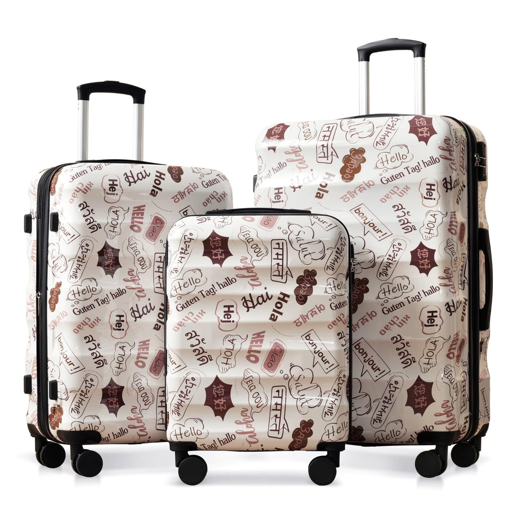 Merax Luggage Set 3 Piece Expandable Hardshell Suitcases with Spinner Wheels TSA Lock Lightweight Glossy Carry On Checked Travel Luggage 20/24/28
