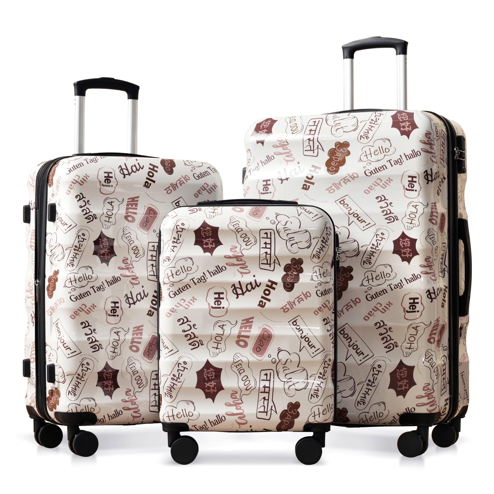 Merax Luggage Set 3 Piece Expandable Hardshell Suitcases with Spinner Wheels TSA Lock Lightweight Glossy Carry On Checked Travel Luggage 20/24/28