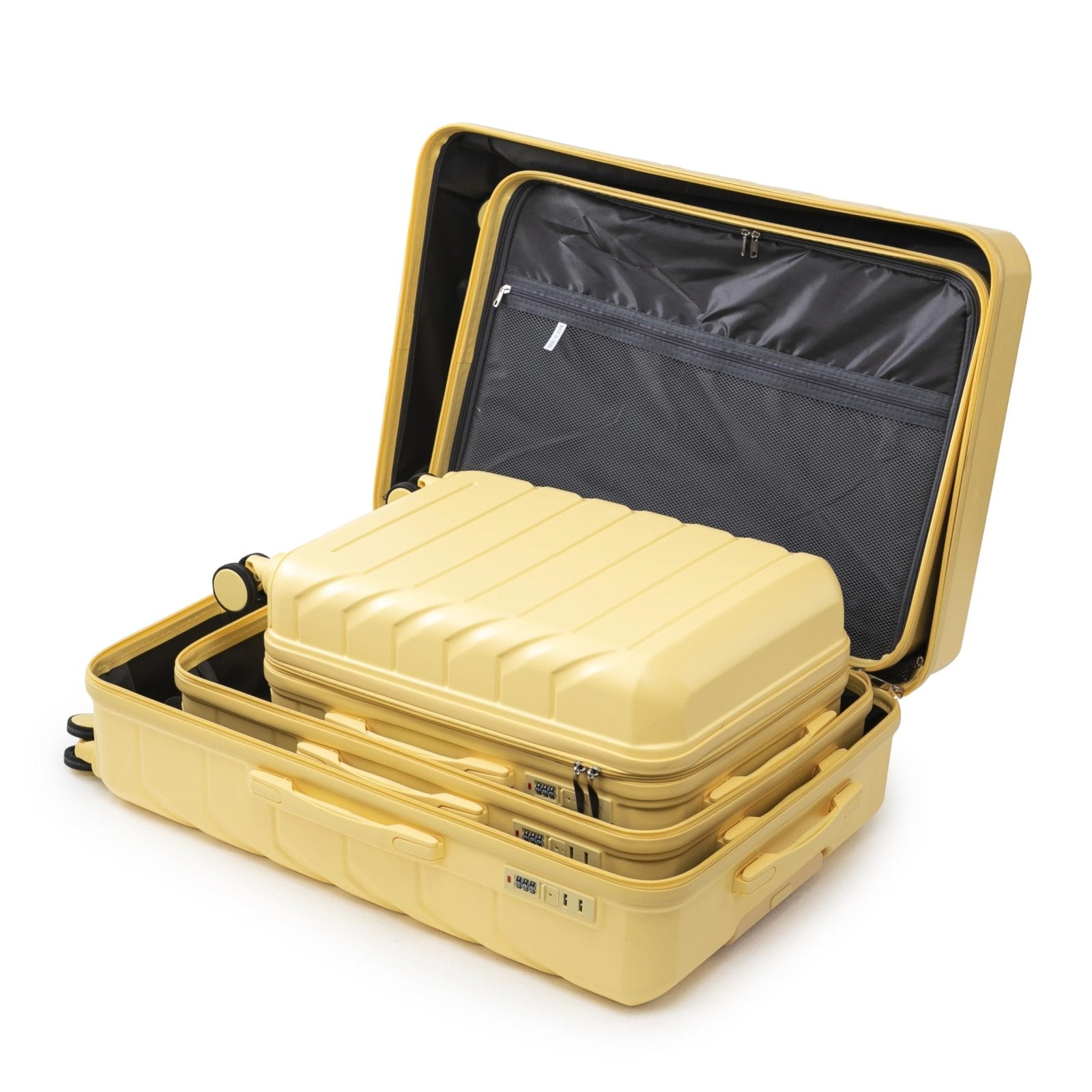 Merax Luggage Set, 3 Piece Hardside Suitcase Set, 20 - inch, 24 - inch, 28 - inch Luggage, Carry on Luggage Set, Travel Luggage Set, Large Suitcase with Wheels,Yellow