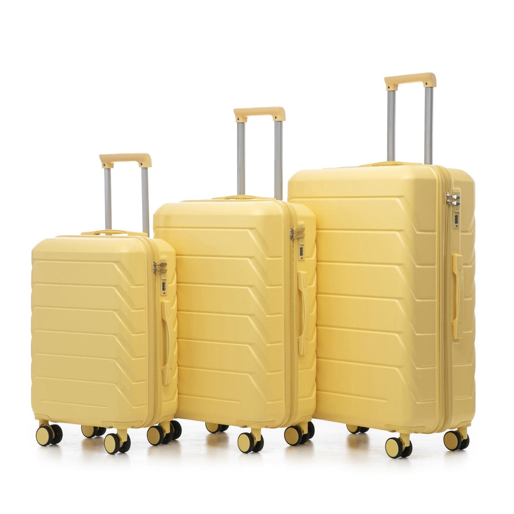 Merax Luggage Set, 3 Piece Hardside Suitcase Set, 20-inch, 24-inch, 28-inch Luggage, Carry on Luggage Set, Travel Luggage Set, Large Suitcase with Wheels,Yellow