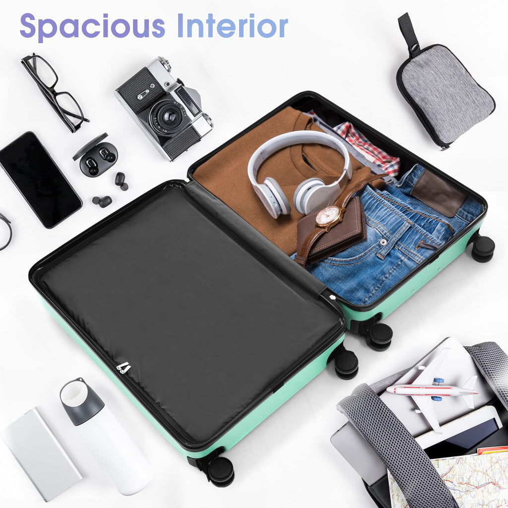Merax Luggage Set 3 Piece, Lightweight Durable ABS Suitcases with Spinner Wheels and TSA Lock, Carry - on & Checked Travel Luggage