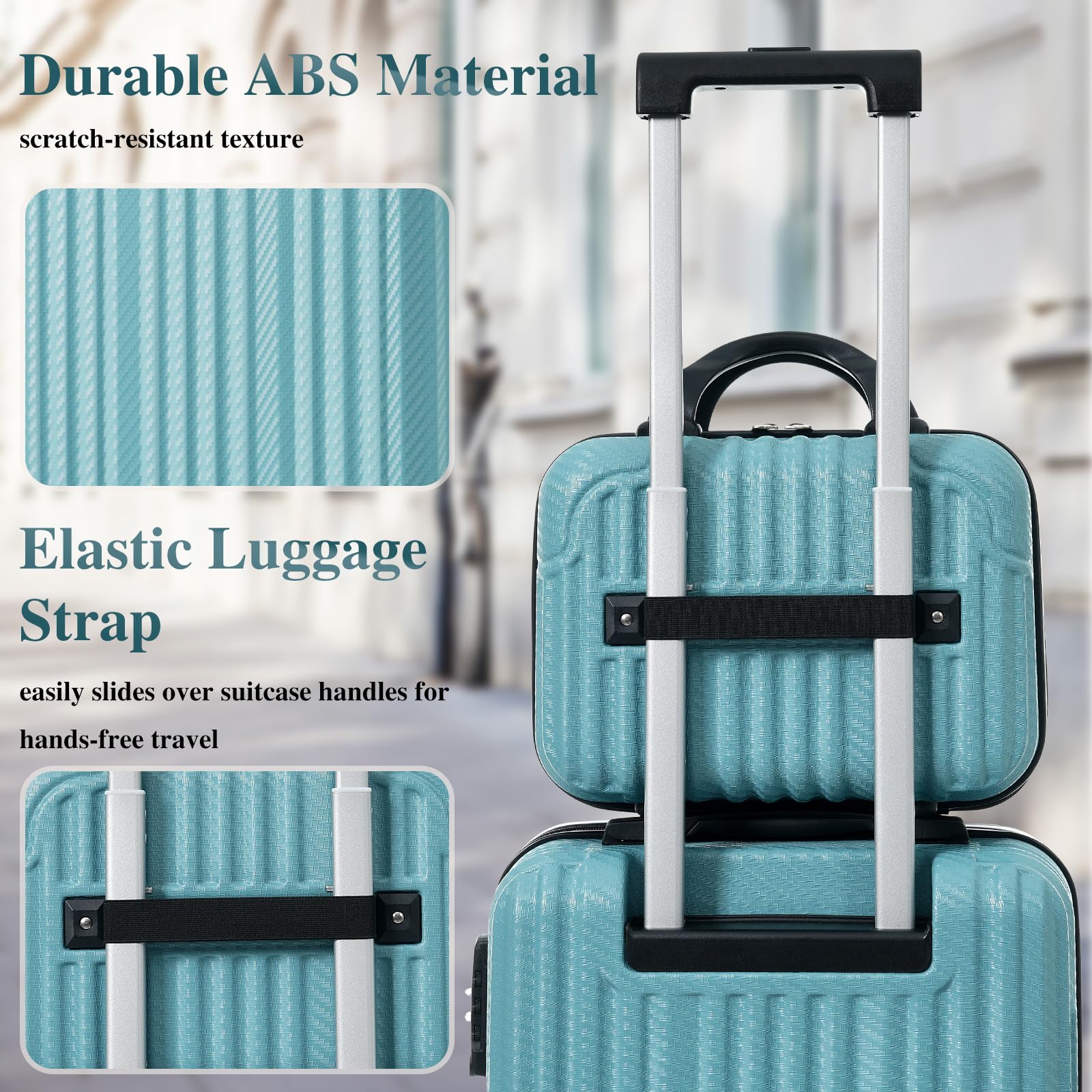 Merax Luggage Set 6 Piece, Lightweight ABS Hardshell Suitcases with Spinner Wheels & TSA Lock, Carry - On & Checked Travel Luggage for Family Travel