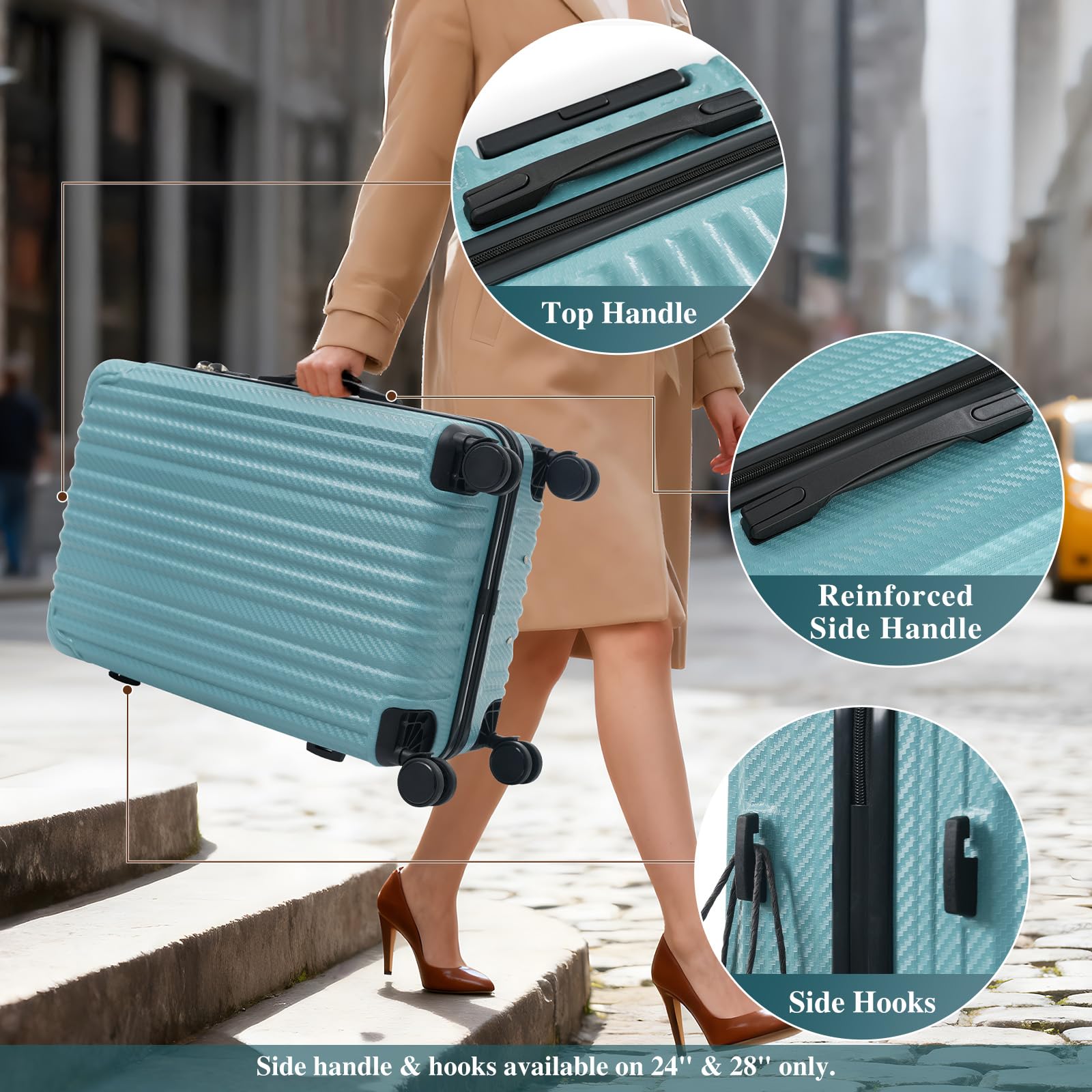 Merax Luggage Set 6 Piece, Lightweight ABS Hardshell Suitcases with Spinner Wheels & TSA Lock, Carry - On & Checked Travel Luggage for Family Travel